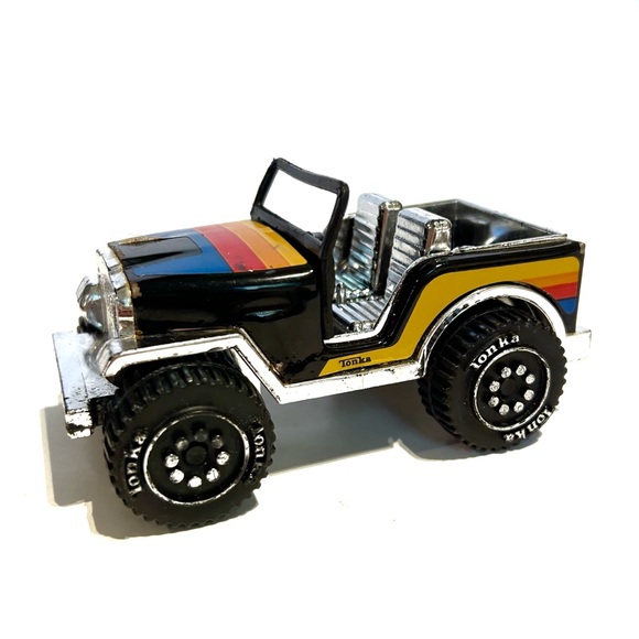 Vintage 1979 Tonka Jeep Truck Toy Car Black Silver Blue Red Yellow Stripes Buggy - Picture 1 of 12